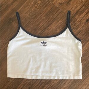 Adidas White Crop Top with Black Trim